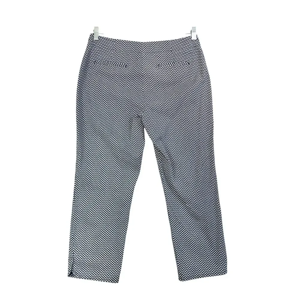 Talbots Womens Heritage Pants Size 10 Navy White Nautical Sailboat Print Cropped